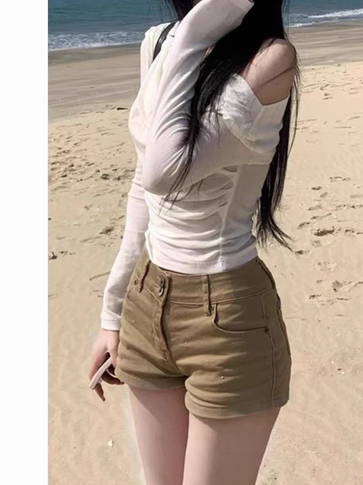

Sexy Trendy High Waist Denim Shorts Women's Summer New Style Plump Hip Wide Leg Super Hot Pants Casual Washed Cotton Shorts