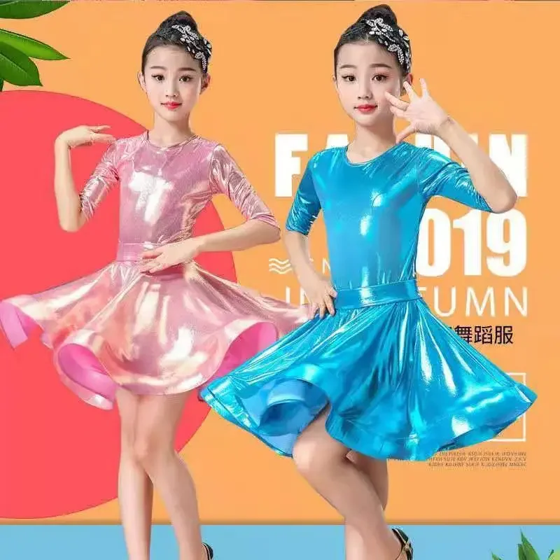 Girls Professional Latin dancing dress Kids Ballroom Salsa Dance wear clothing Children's Competitions Latin Stage wear clothes