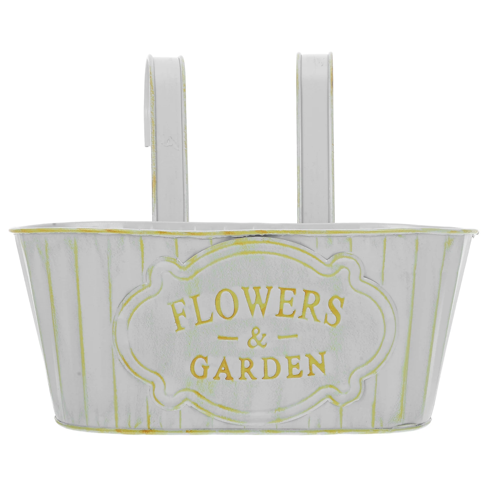 

Wall Hanging Flower Pot Metal Bucket Planter White Pots Indoor Balcony Garden Yard Retro Style Long Lasting Iron Material Plant