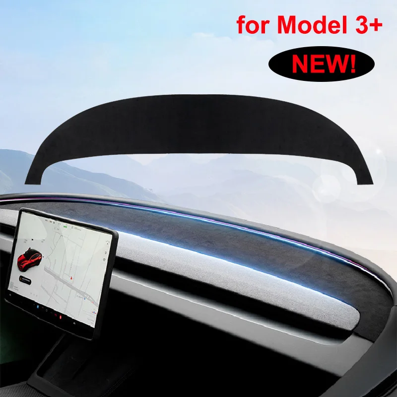 For Tesla Model 3 Highland 2024 Flannel Dashboard Cover Pad Sunshade Protector Anti-UV Mat Sun Shading Non-slip Car Accessories