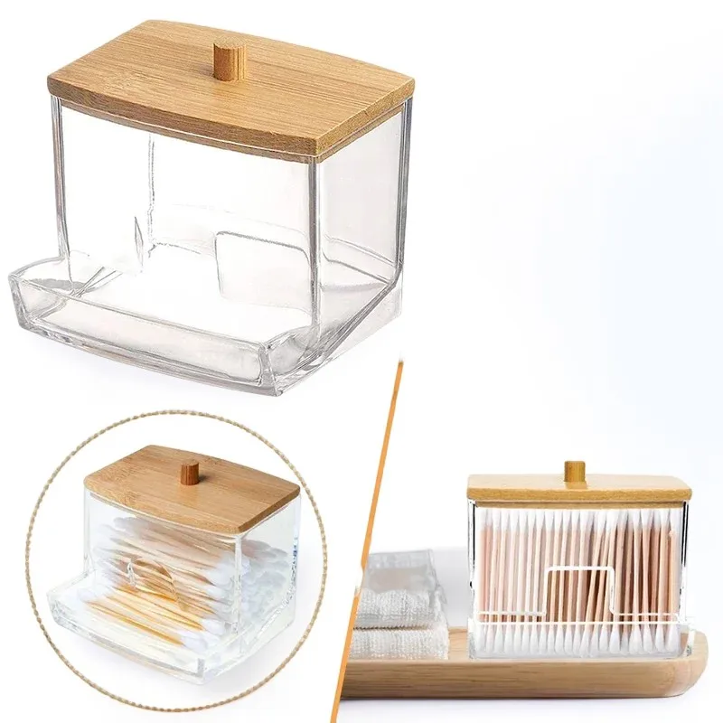 Cotton Swab Storage Box Toothpick Storage Box Makeup Pen Storage Organizers Transparent Dustproof Box Home Organization