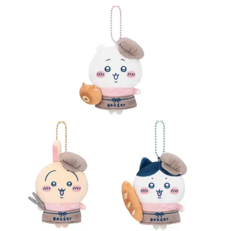 

13cm Cute Cartoon Kawaii Chiikawa Bakery Assistant Series Hachiware Usagi Plush Doll Keychain Bag Pendant Toy Gift