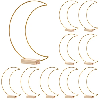 10 Sets Love Shaped Moon Iron Ring Dining Table Desktop Floral Hoop With Base DIY Wedding Table Centrepiece Metal Hoop Ring