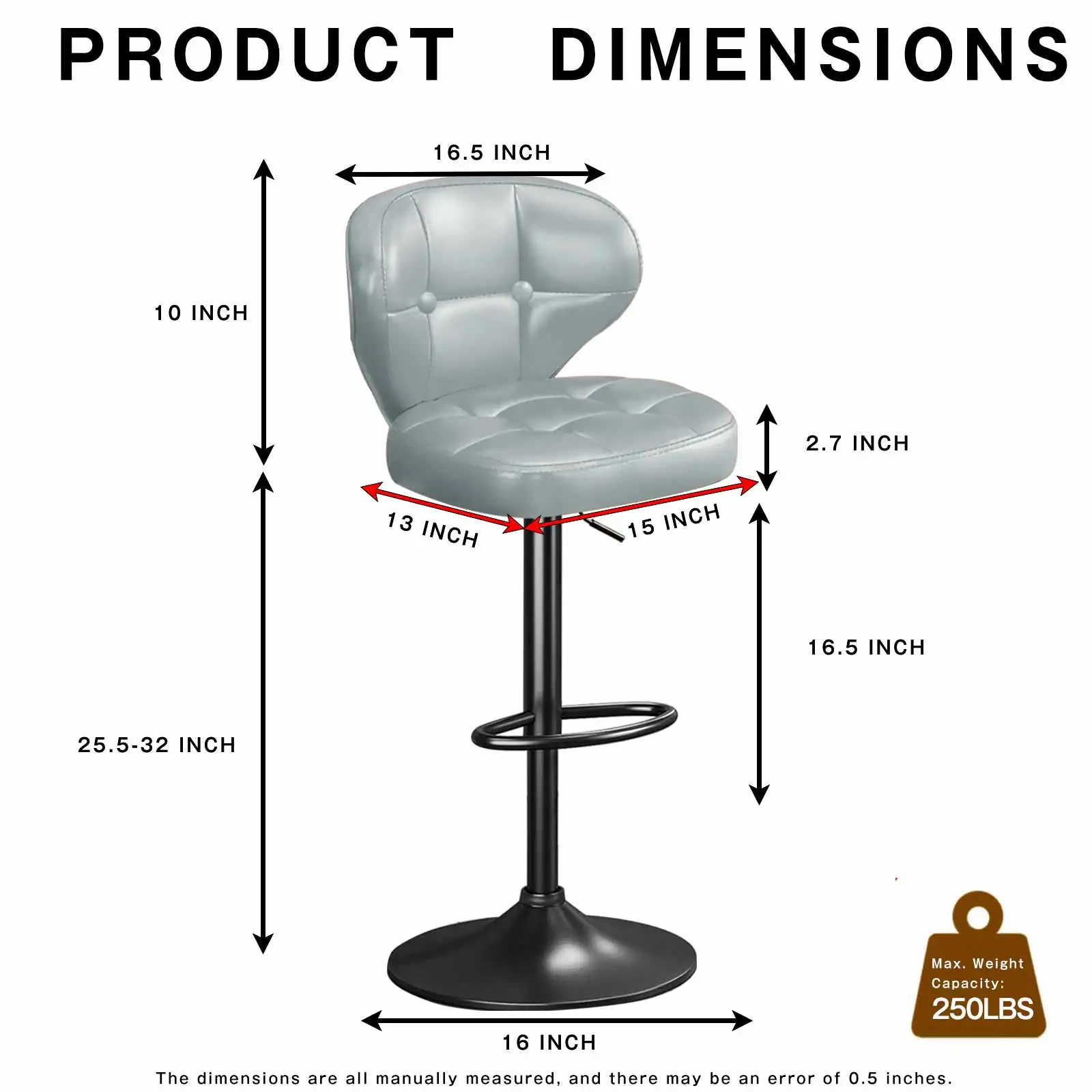 مجموعة مقاعد البار مكونة من 4 قطع، كراسي دوارة بارتفاع قابل للتعديل مع مسند ظهر، مقاعد جزيرة المطبخ من جلد البولي يوريثان لبار المنزل