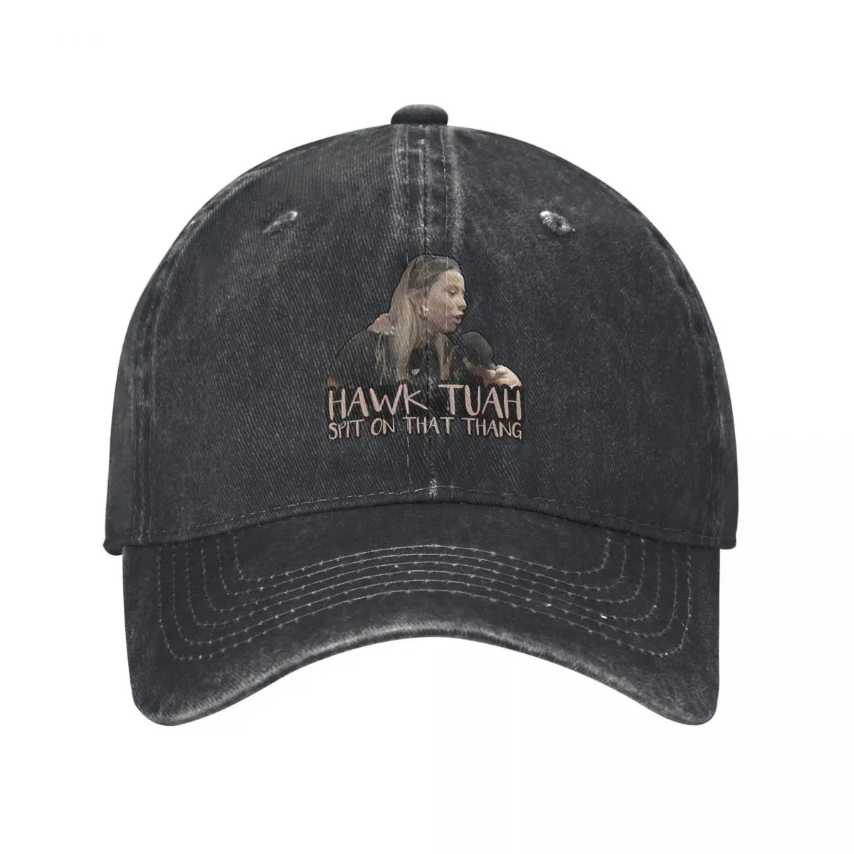 Hawk Tuah Girl Interview Baseball Cap Vintage Distressed Denim Internet Latest Star Sun Cap Unisex Style Outdoor Adjustable Hats