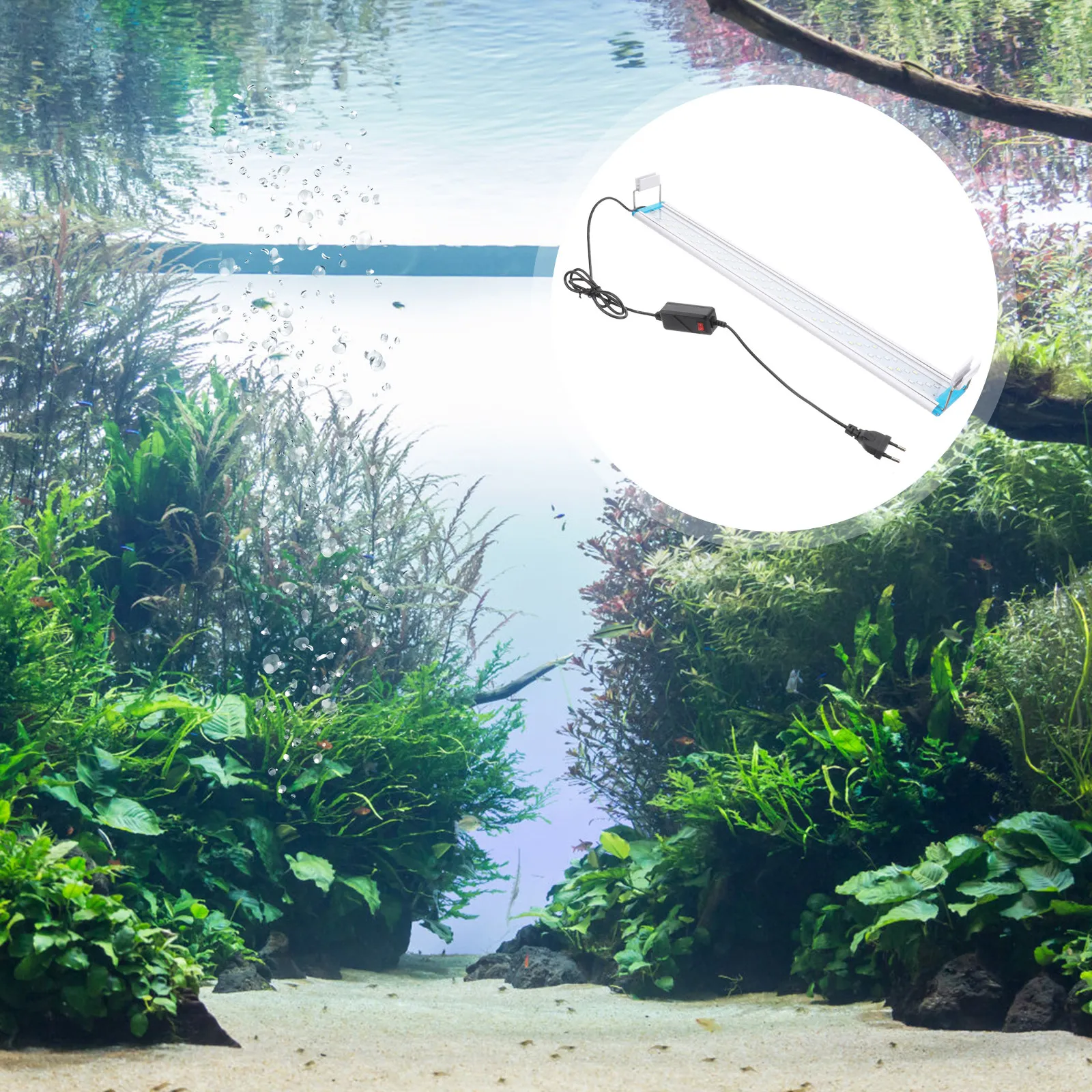 

1Pcs Aquarium LED Light for Fish Tank Plant Growth Strong Wear-Resistant Waterproof Landscaping Lamp with Side Buckles Eu Plug
