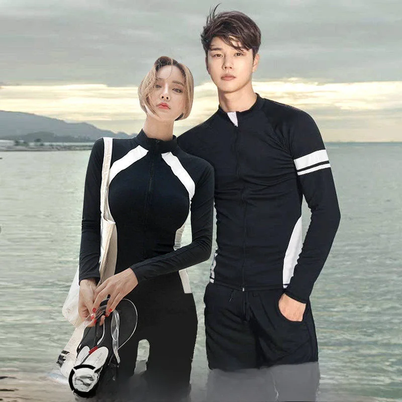 

Wetsuit Long Sve Separate Men's Surfing Swimming Costume Couple's Sun Protection Suit Jellyfi Design Diving Gear