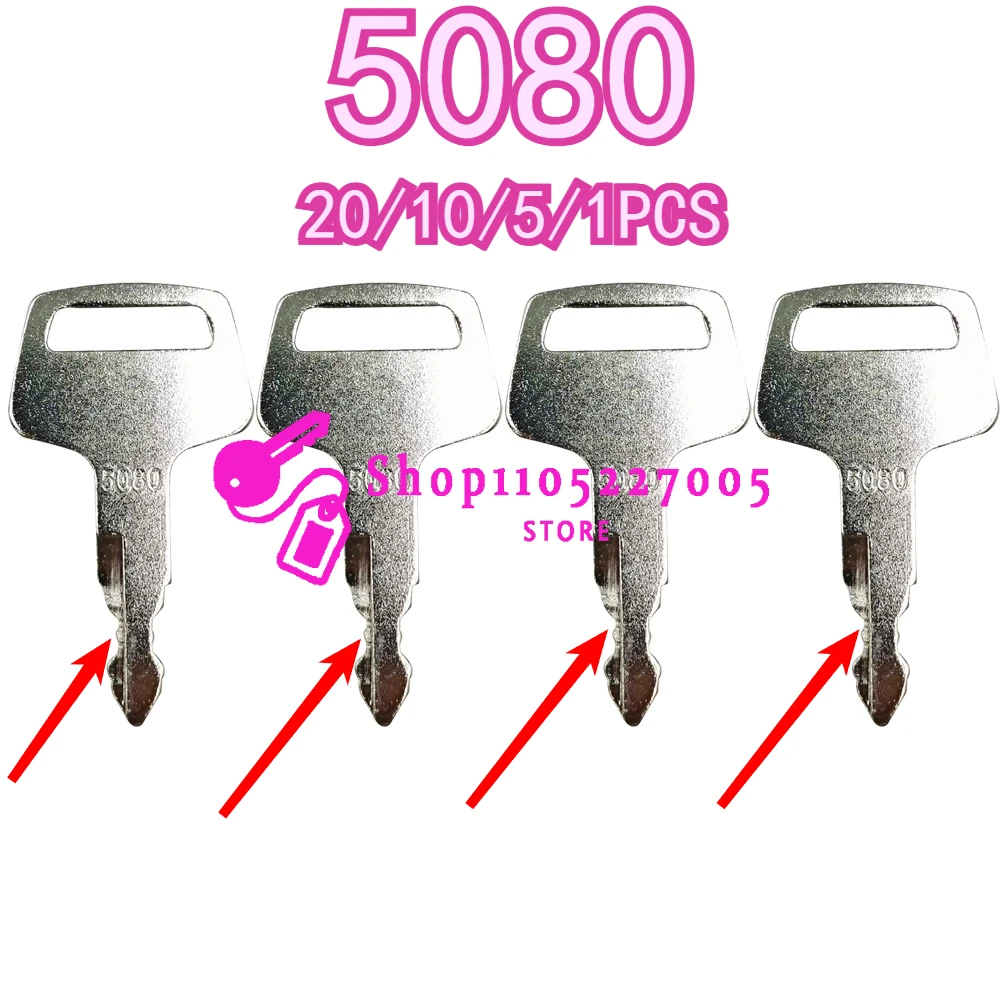 20/10/5/1PCS 5080 Toothed Ignition Keys Replacement for IHI Case Morooka Chieftain Excavator Heavy Equipment