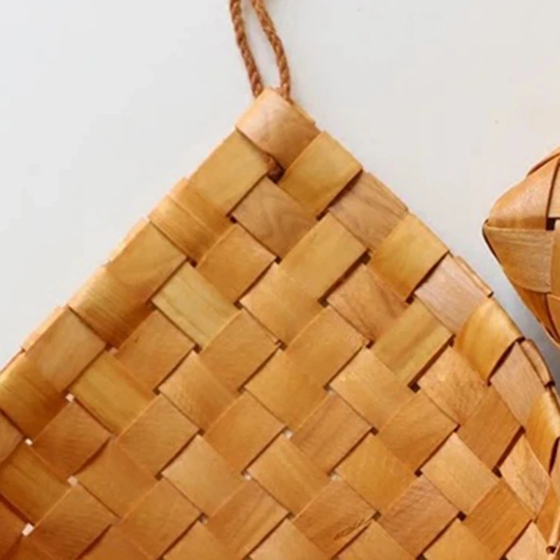 N85R-Handmade Woven Baskets Flower Tableware Container Kitchen Wall Hanging Flower Pot Letter Box Storage Basket