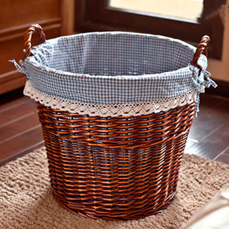 Handwork Weaving Wicker Storage Basket, Rattan Hamper Dirty Laundry Toy Clothes, Bathroom Organization, Home Organizer Accessori