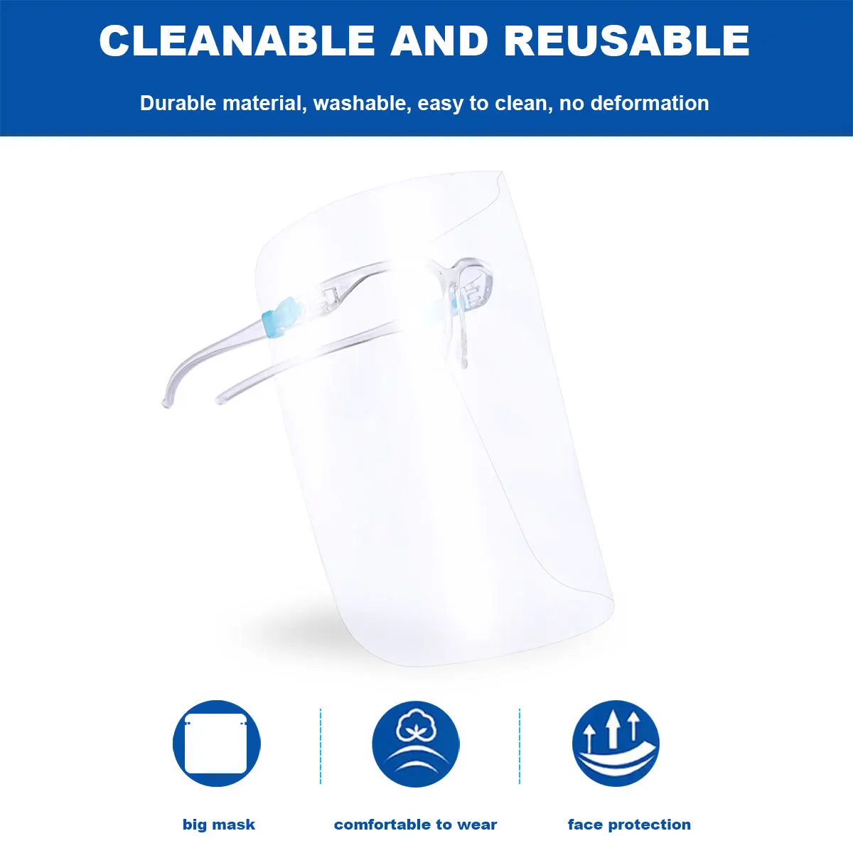 

Guard Transparent Detachable Frame Cooking Oil-Proof Facial Baffle With 2 Replaceable Covers Lightweight Anti-Fog Protection For