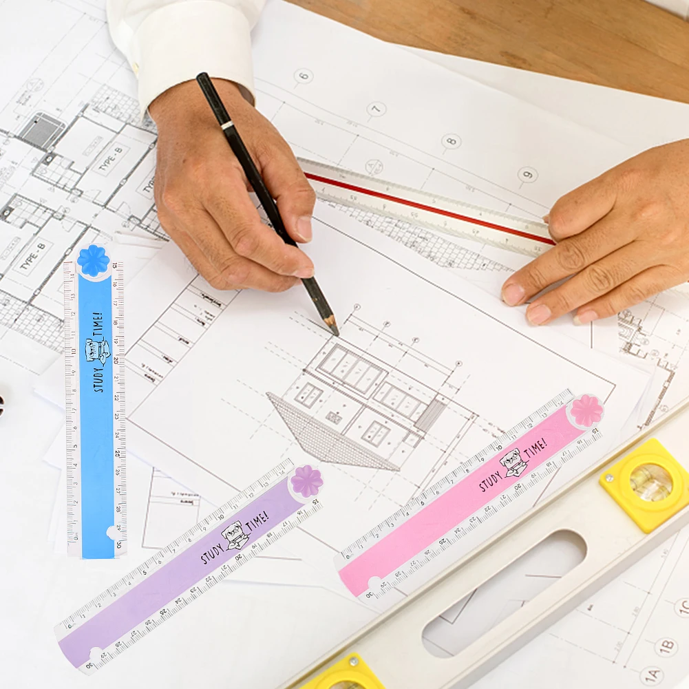 ไม้บรรทัดพลาสติกใสพับได้30ซม. 5ชิ้นขนาดกะทัดรัดทนทานสำหรับเด็กโรงเรียนเครื่องเขียนแบบเรขาคณิตปรับได้