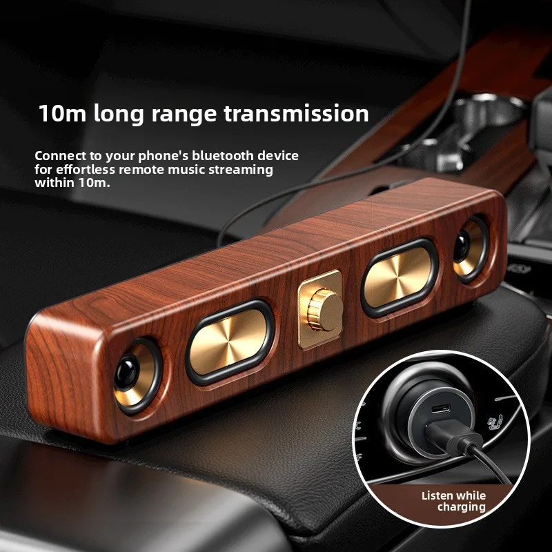 Vintage Wireless Bluetooth Speaker, Large Speaker, Accent Low Wooden Strip, Plug-in Card, Desktop Audio Radio