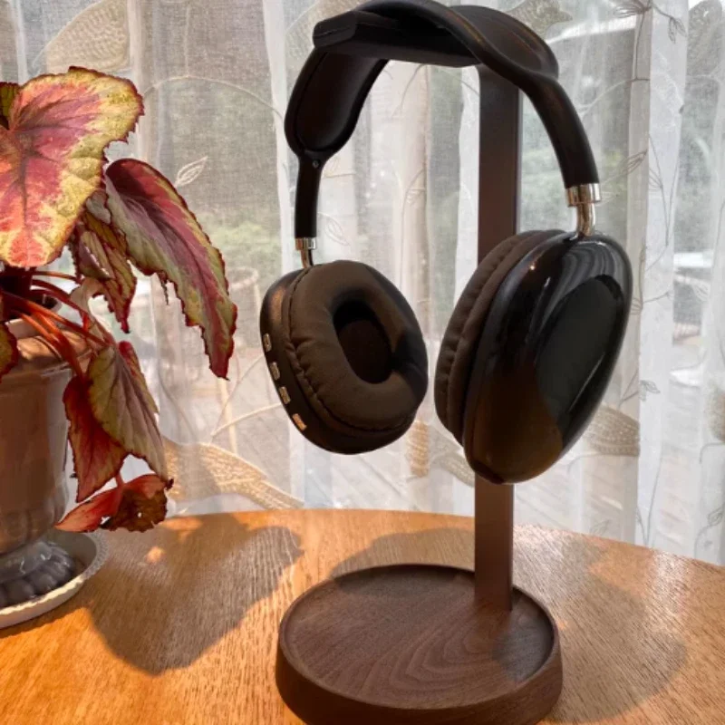 Soild Wood Hedaphone Stand Desktop Hanging Headphone Stand Creative Storage Rack Display Stand Metal Bracket Silicone Crossbeam
