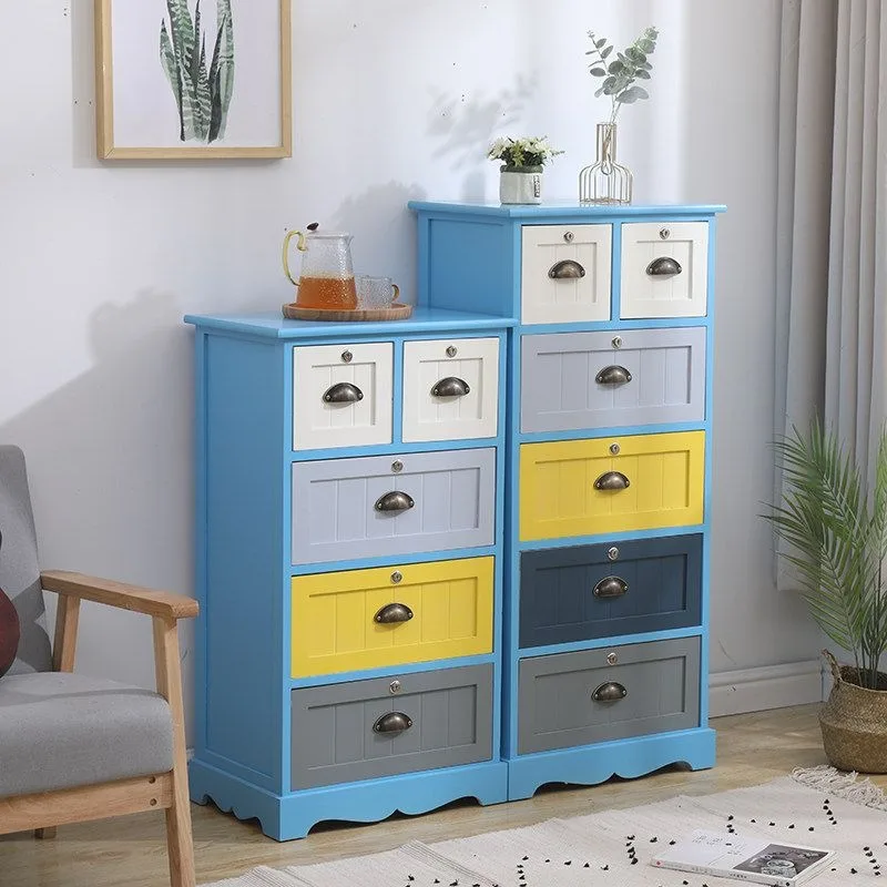 chest of drawers, solid wood simple bedroom with lock storage cabinet, living room crevice cabinet, locker, household wooden