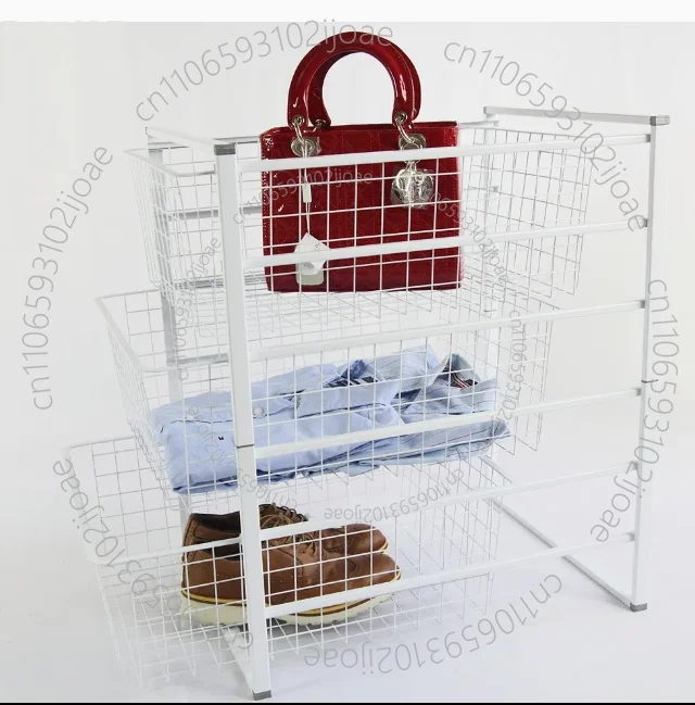 

Practical multi-layer wire basket with storage drawers, laundry clothes storage rack and cleaning tool holder