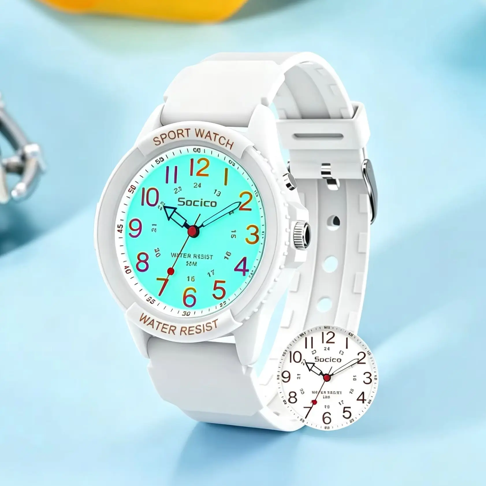 SOCICO Analog Watch for Women Nurses 50M Waterproof Night Light 12/24H Clear 39mm Case, Nurse Essentials, Soft Band, Shockproof
