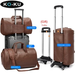 KO-KU Suit Carry on Bag Foldable Suit Storage PU Handbag Large Capacity Business Trip Travel Bag Boarding Trolley Case