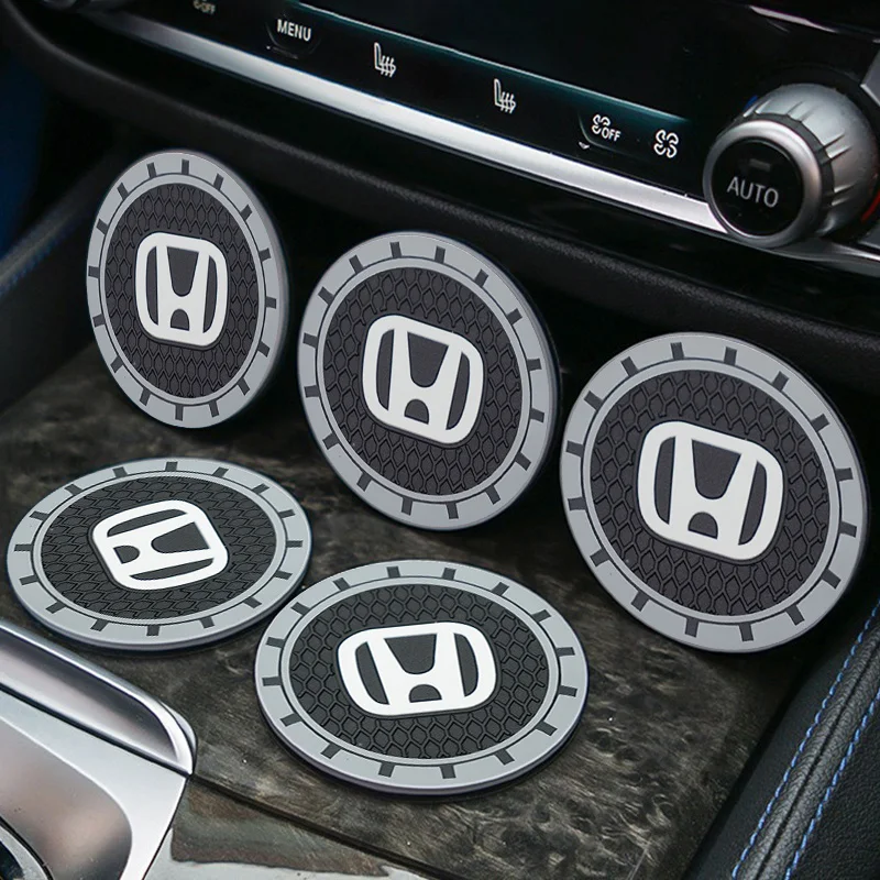 Sous-verre en Silicone pour voiture, 2 pièces, imperméable et antidérapant, pour Honda Civic Accord Fit City Vezel CRV Odyssey Jazz Prelude Insight