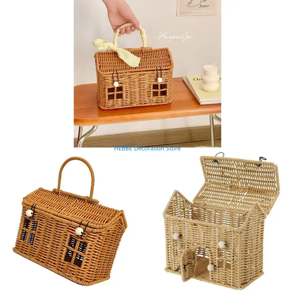 B0KC Retro Look Handled Organizers Basket Sustainable Materials for Gift Presentation