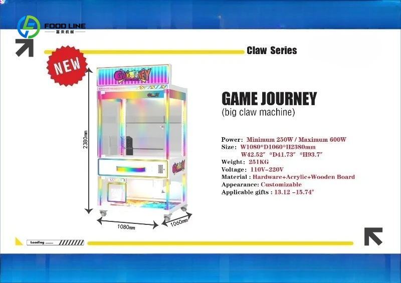 Customized Coin-Operated Metal Claw Crane Machine Arcade Plush Toy Gift Vending Machine For Amusement Park Entertainment