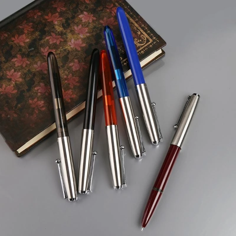 

090F Vintage Stainless Steel Fountain Pen 0.38mm Nib Business Office Gift