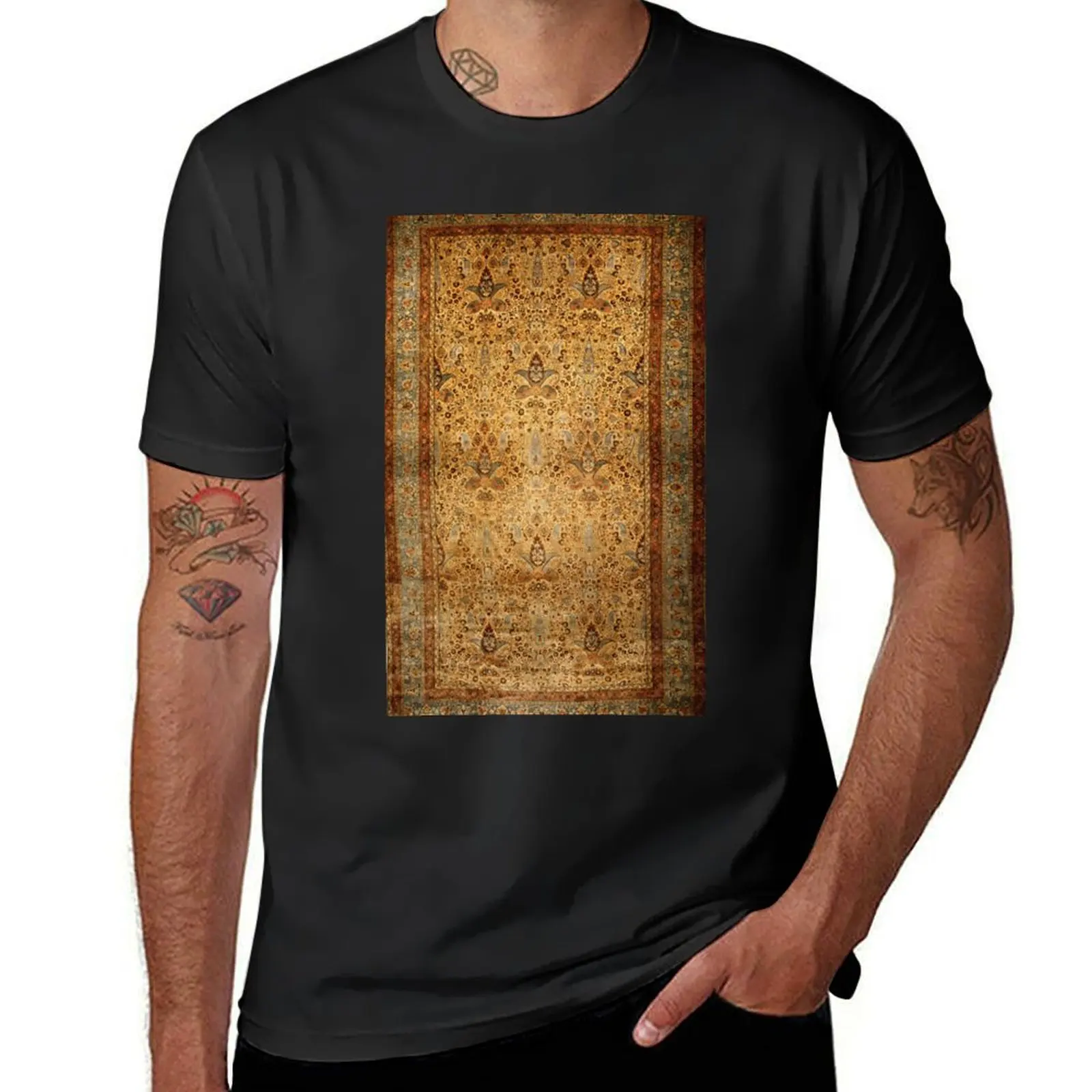 Antique Persian Khorassan Rug Print T-Shirt blacks funnys Blouse mens t shirts casual stylish