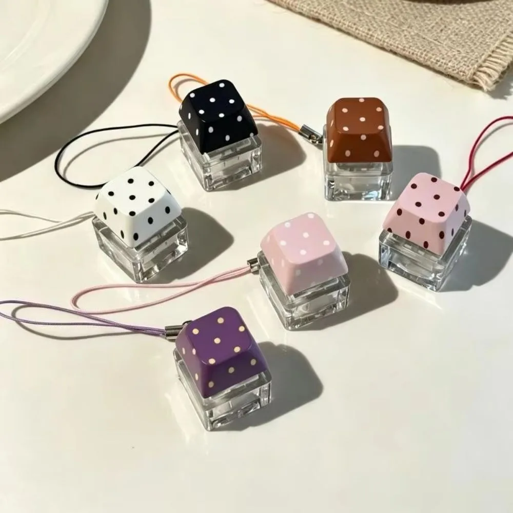 Clicky Fidget Button Clicker Star/Polka Dot Print Cute Mini Clicker Pendant Keyboard Key Shaped Clear Base