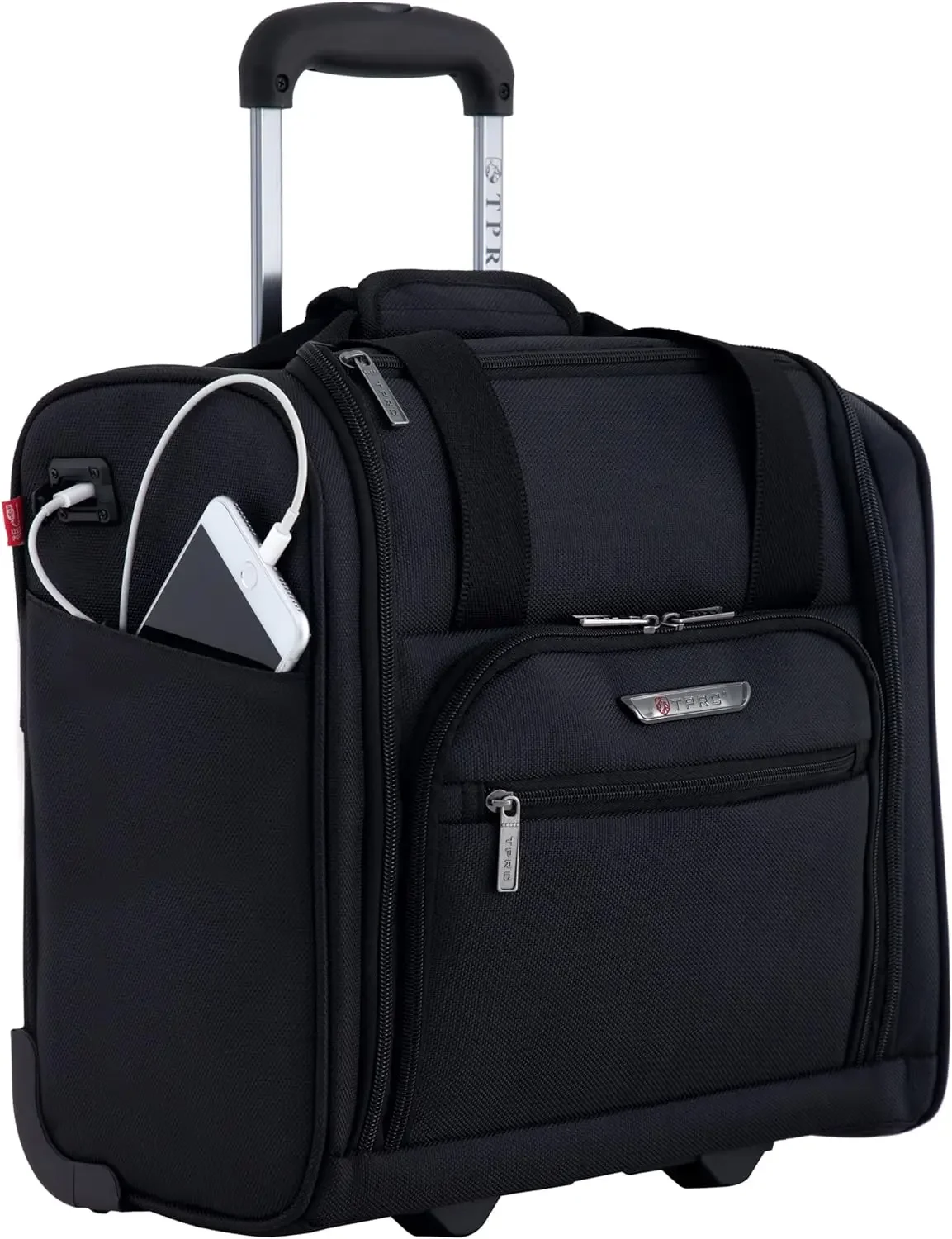 

Smart Under Seat Carry-On Luggage with USB Charging Port, Black Underseater, 15"