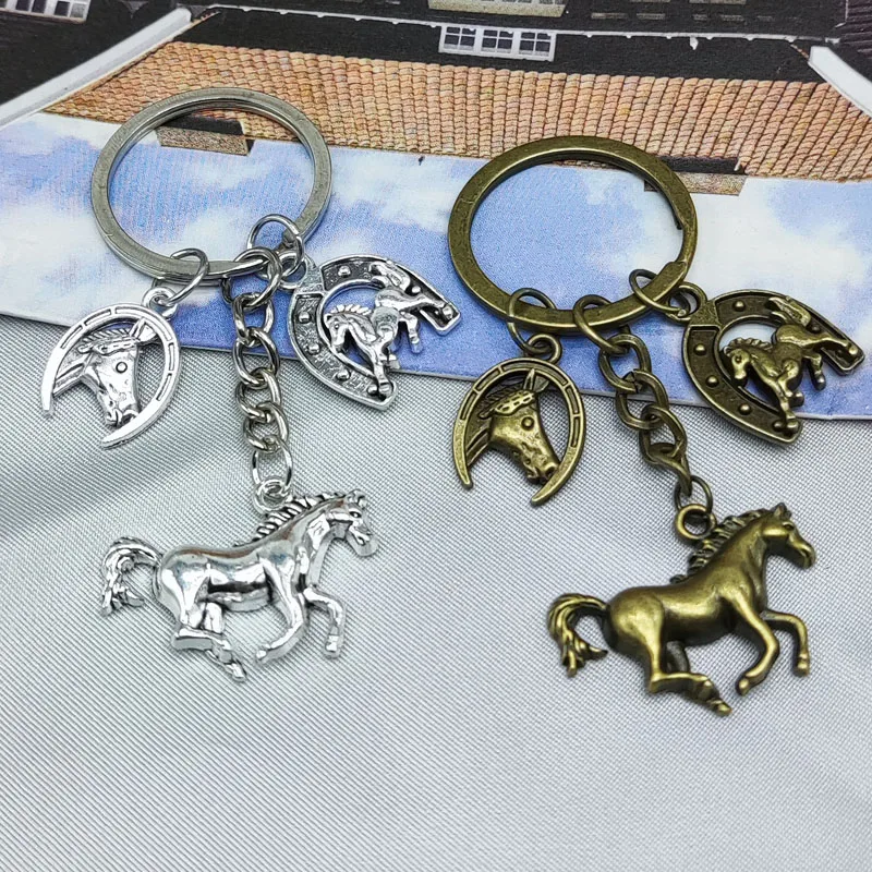 Western Cowboy Style Horse Keychain Men And Women Denim Gift