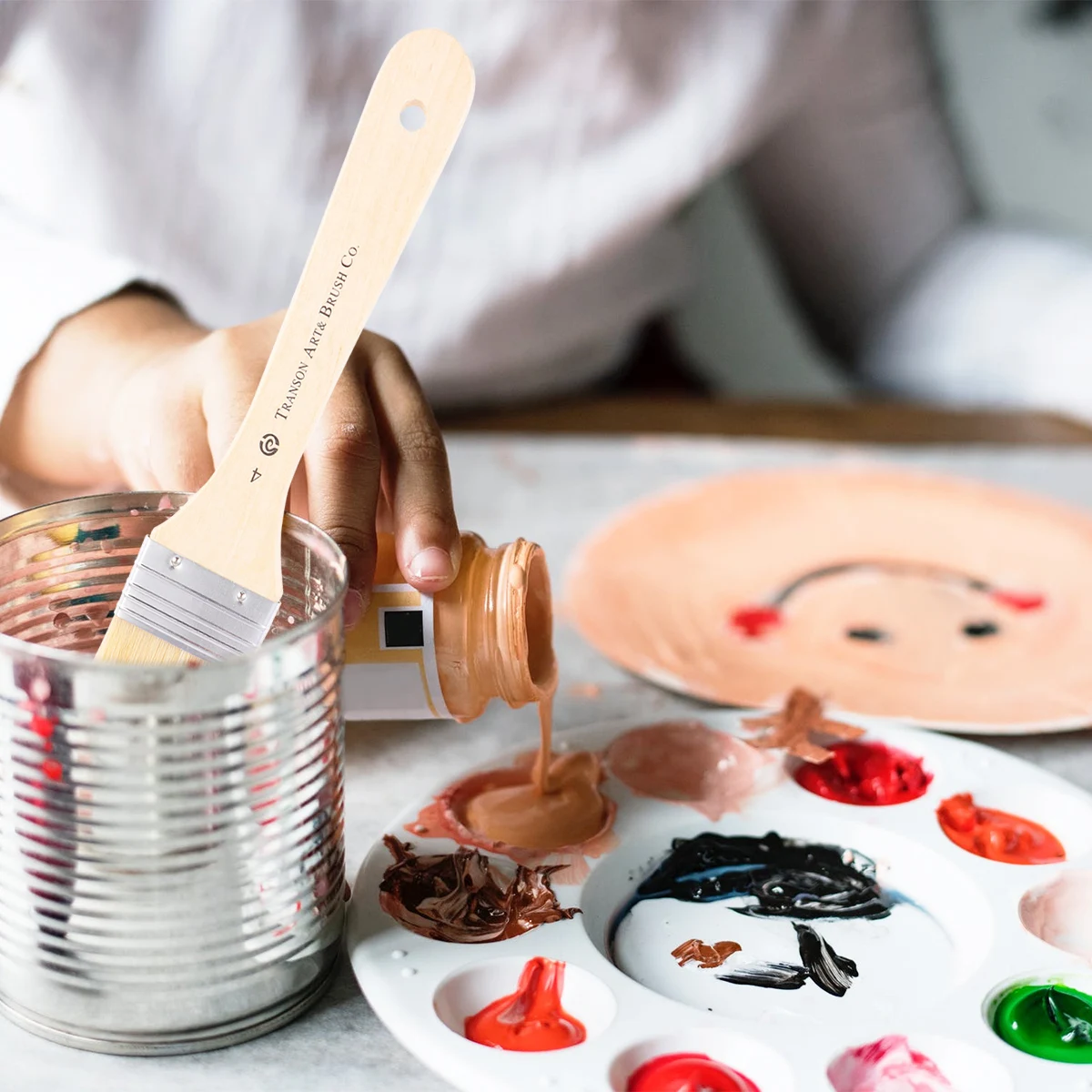 2 pcs Oil Brush Board Set Premium Wooden Handle Large Area Painting Tools for Artists Wood Oil Painting for Student