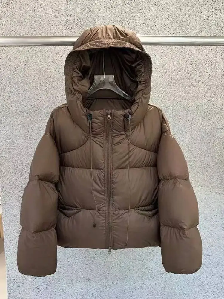 

Women Thick Hooded Down Jacket Autumn Winter Warm Short Puff Down Jacket Female Streetwear White Duck Down Parkas Mujer Outwear