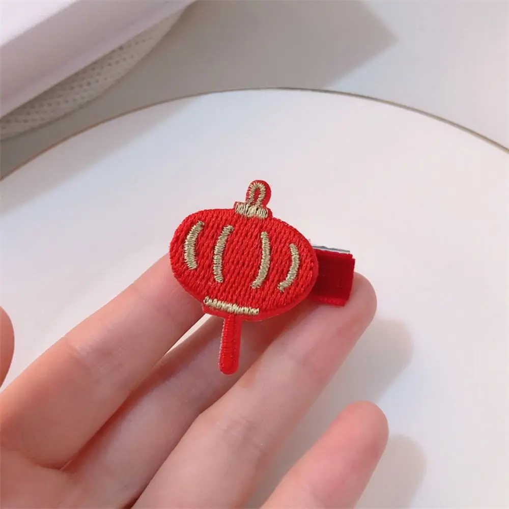 

Embroidery Children Red Hairpin Mascot Dragon Lion Dance Chinese New Year Headwear Cloth Girl Hair Accessories