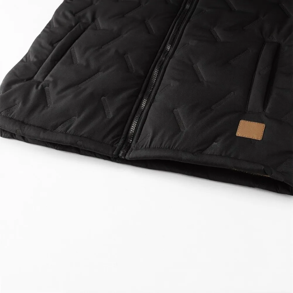 Windproof Sleeveless Vest for Men Featuring Stand Collar Thick Fleece Material Regular Length Casual Layering Piece