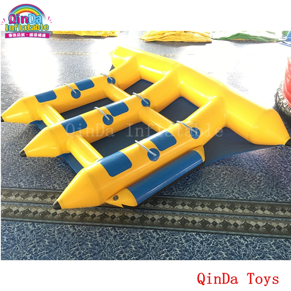 Water Toy Crazy Gonflable Flyfish Banana Boat With Free Pump,4*3m Inflatable Flying Fish Boat For Sale