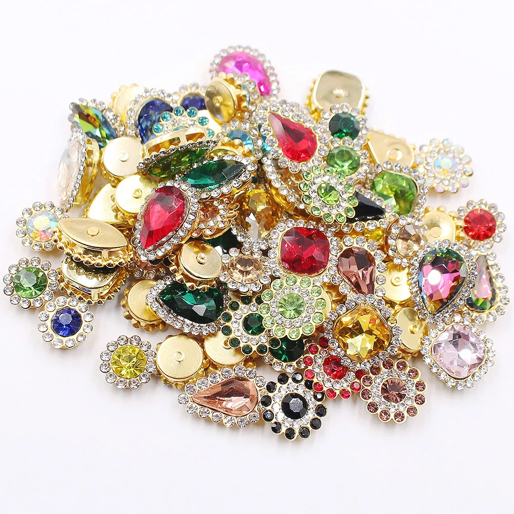 

Mix Shape 50pcs Flower Claw Rhinestones Shiny Crystals Glass Beads Sewing Rhinestone for Clothes Needlework Stones Gems Crafts