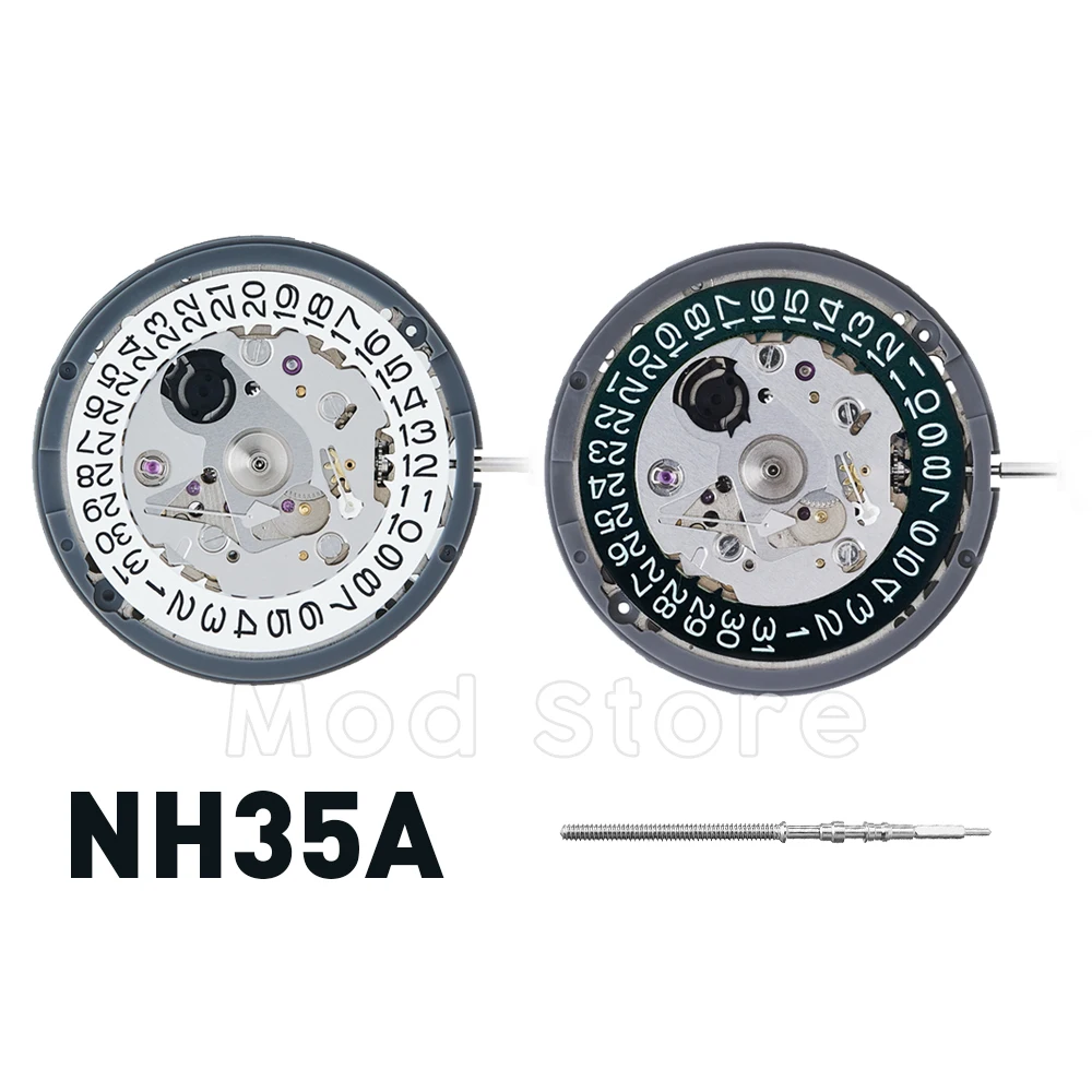 White/Black Calendar 24 Jewels TMI NH35  Mechanical Movement High Accuracy Winding Self-winding Stem Set Date at 3 NH35A