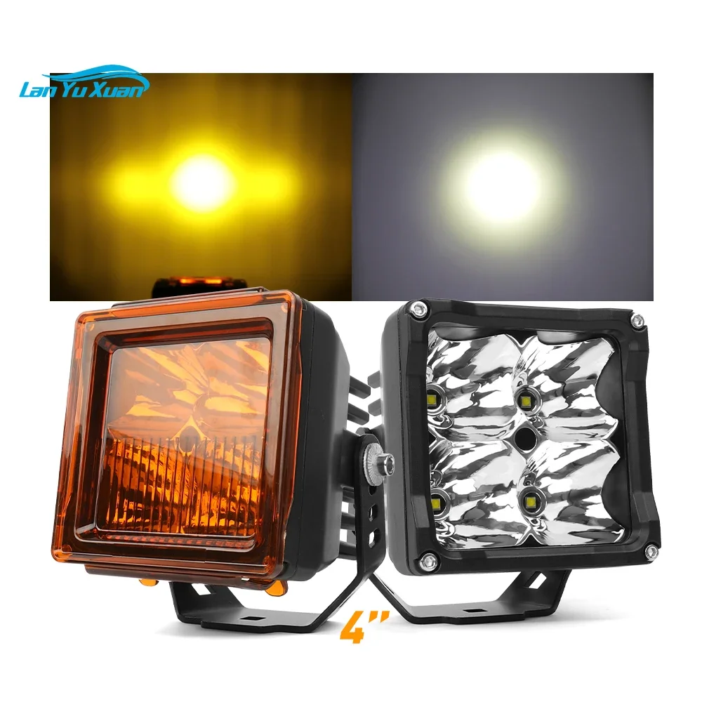 40W 4.5 Inch Square Flex Era Off Road kc Led Pod Spot Lights for Polaris RZR