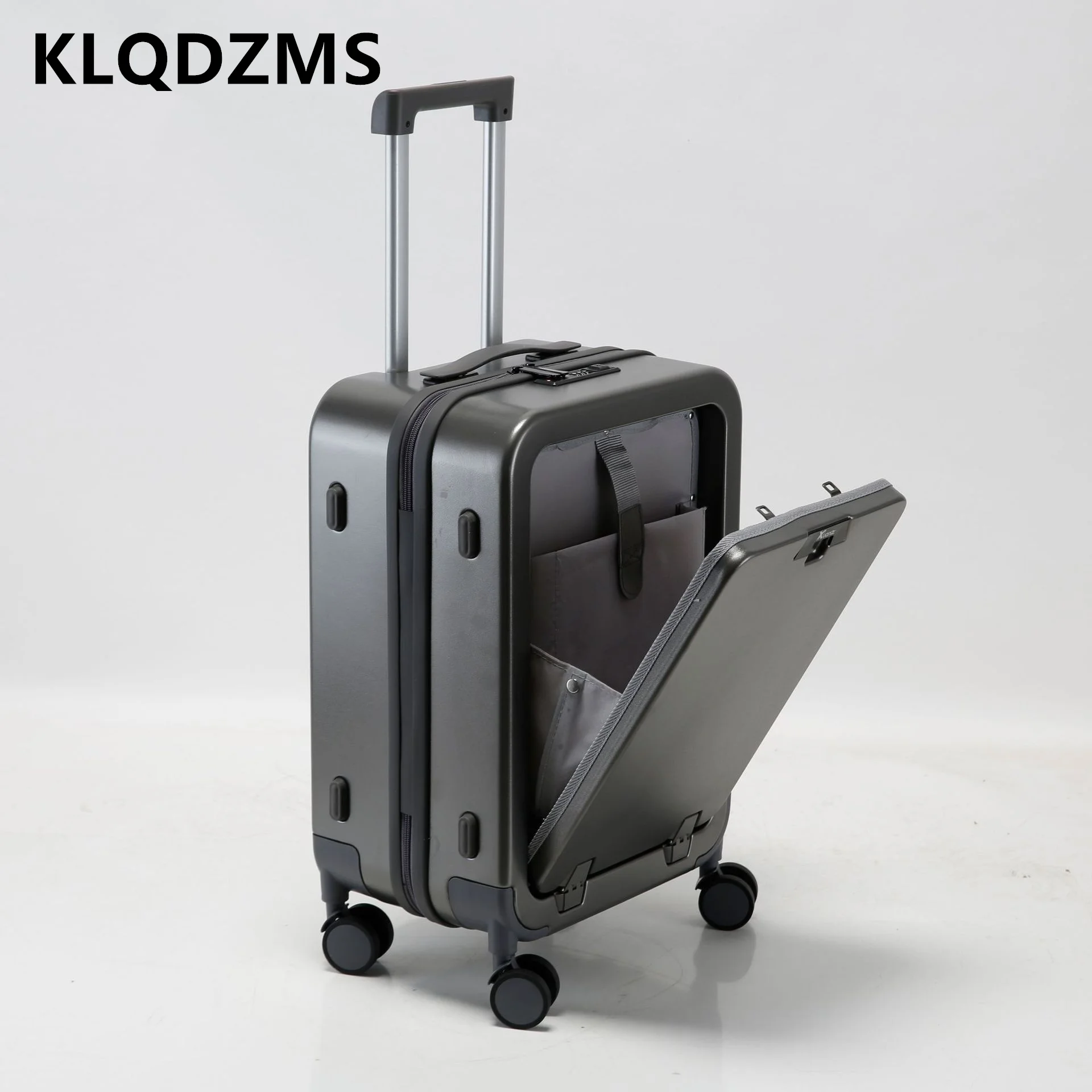 KLQDZMS 20"22"24"26" Inch Luggage with Wheels Front Opening Laptop Boarding Case PC Trolley Case Travel Essentials Suitcase