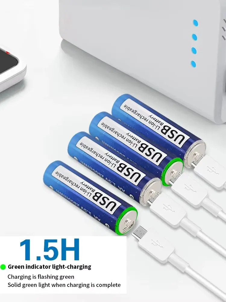 PALO 4-8pcs 1.5V AA 3600mWh USB wiederaufladbare Li-Ionen-Batterie Typ C Laden Lithium AA R6 Batterien für Fernbedienung Maus Spielzeug + Typc-C Kabel + Batterie Box