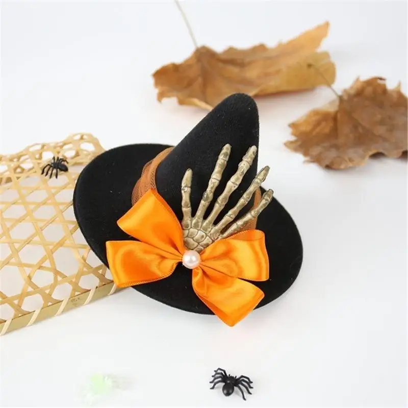39BD Halloween Witch Hat Hair Clip Gothic Witch Hat Headpiece costume Cosplay