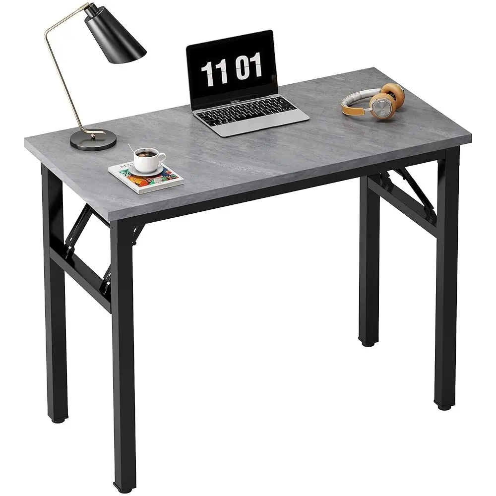 

Folding Computer Desk - 31.5 H Foldable Office Writing Work Study Kids Student Teacher Home Bedroom Table For Small Space,