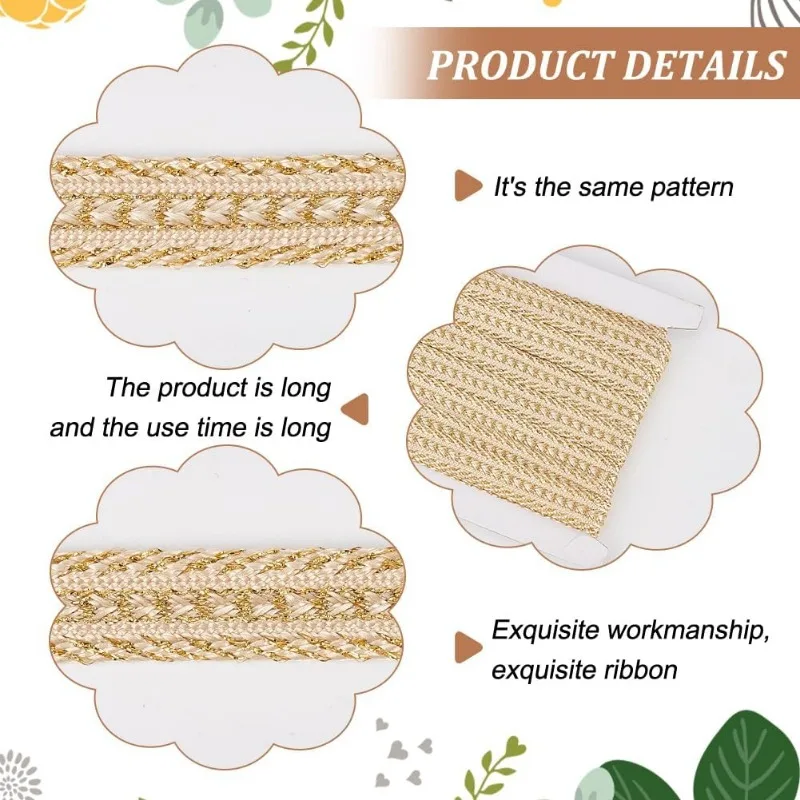 12.5Yard 15mm Wide Braid Trim Pale Goldenrod Polyester Decorative Braid Ribbon Sewing Military Bullion Braid Trim for Home