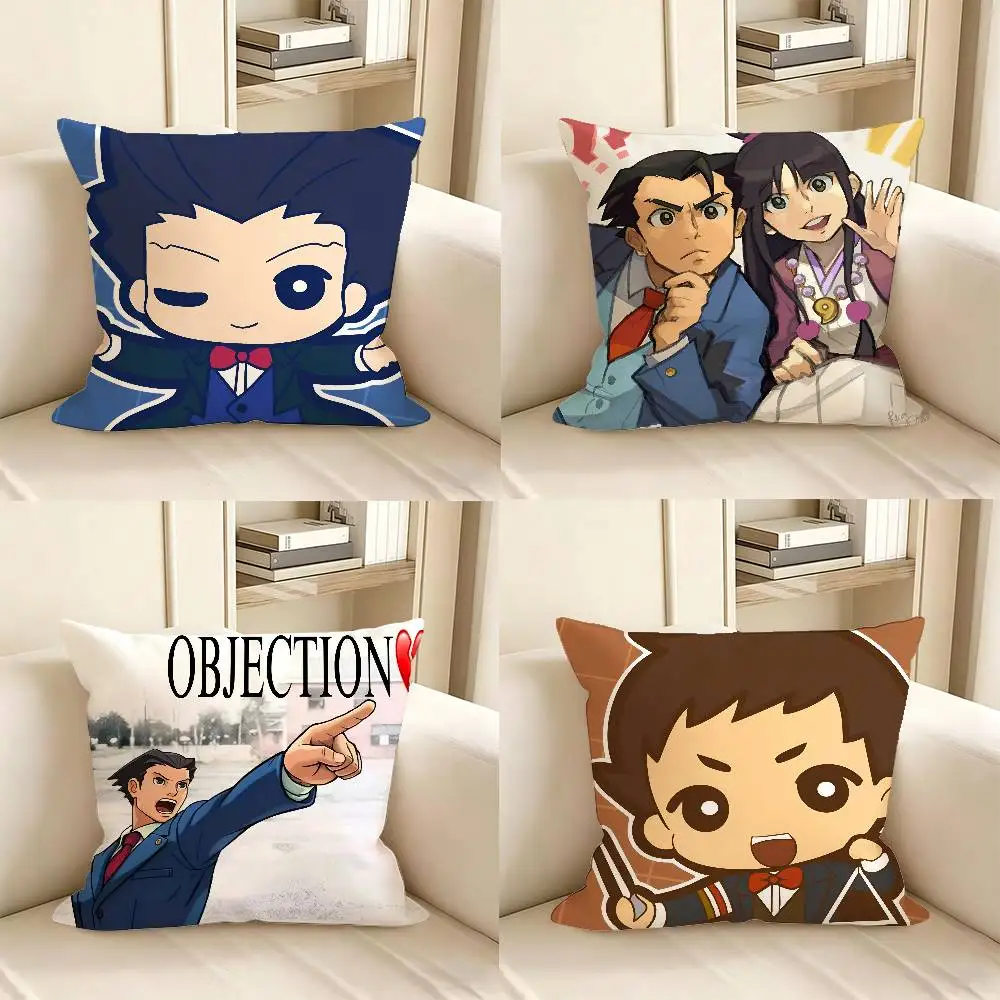 1pc Cute Ace Attorney Pillow Case Fashion Square Pillowcase Bedroom Sofa Room Ins Decoration Leisure