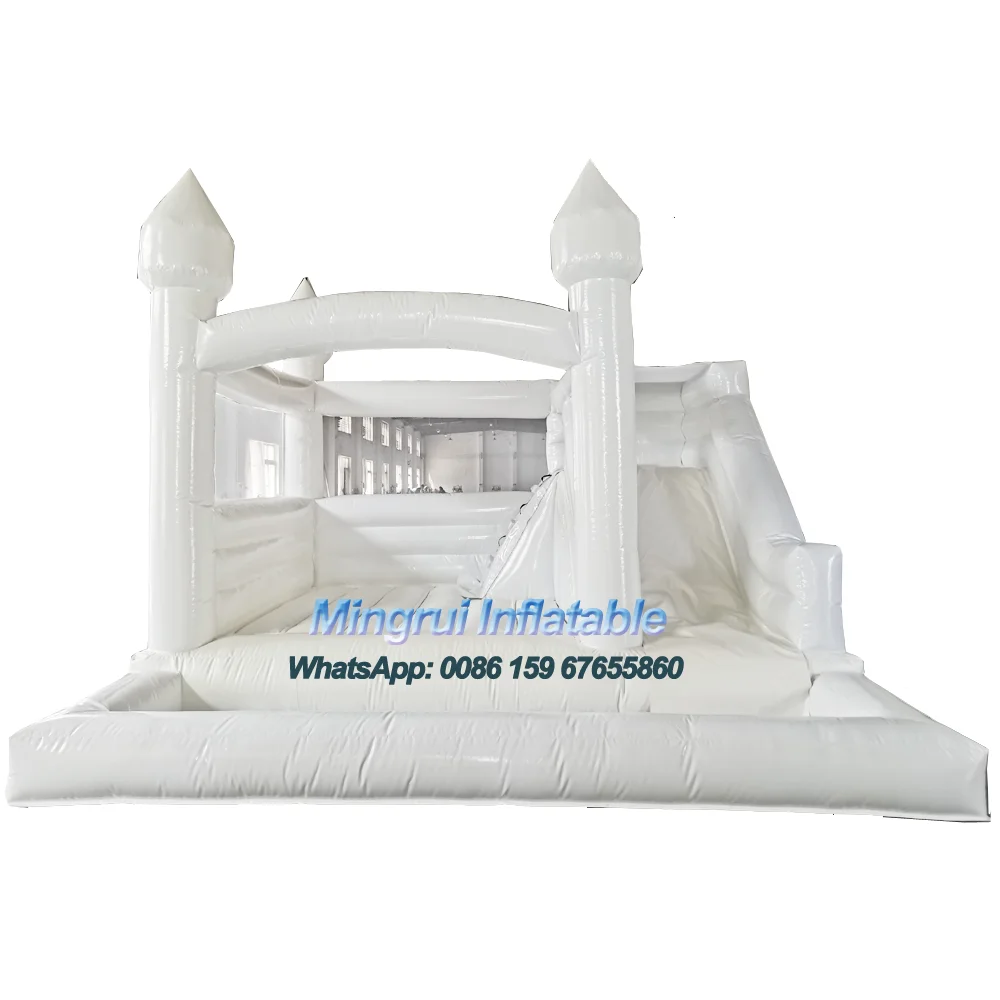 

Inflatable White Bounce House with Slide, Wedding Party, Popular Bouoncy Castle, White Wedding Party