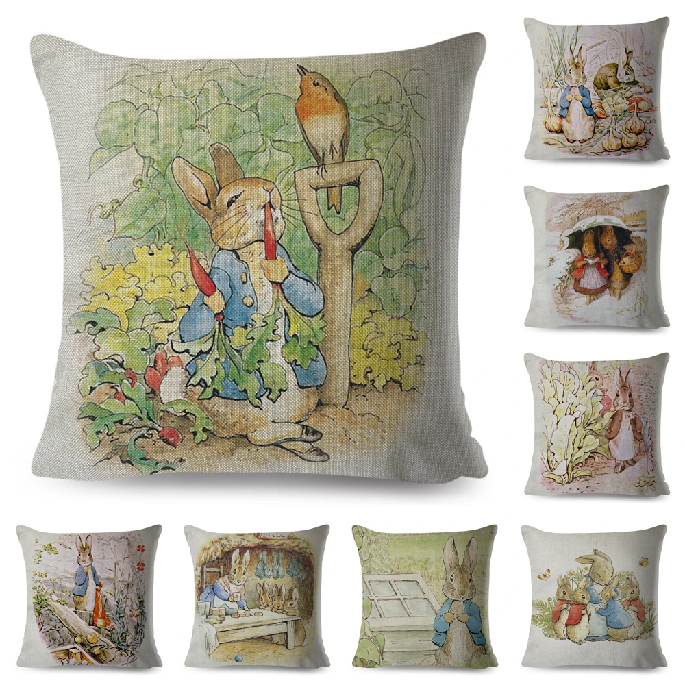 

Cute Cartoon Rabbit Cushion Cover Decor Fairy Tale Animal Pillowcase for Sofa Home Children Room Polyester Pillow Case 45X45CM