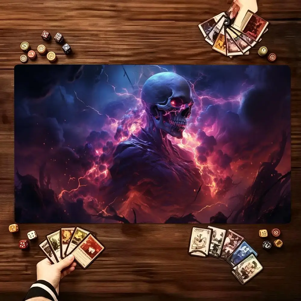 Cosmic Skull Skeleton Extended Game Mat Non-Slip Rubber Base Stitched Edges Large Desktop Play Mat For Tabletop Card Gaming