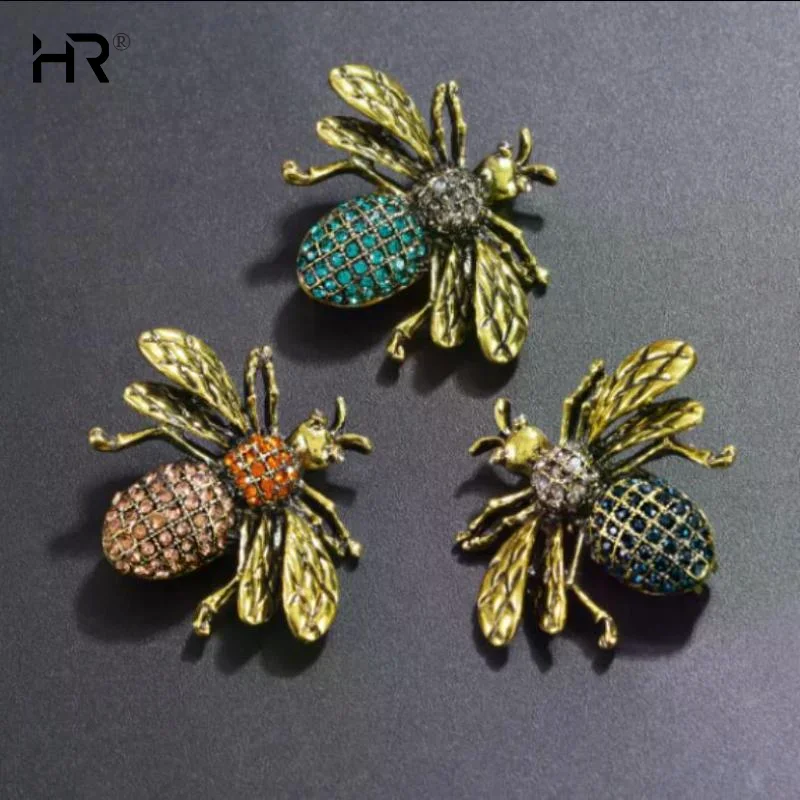 Vintage Exquisite Insect Bee Rhinestone Brooches For Women Clothing Coat Jewelry Accessries Gifts