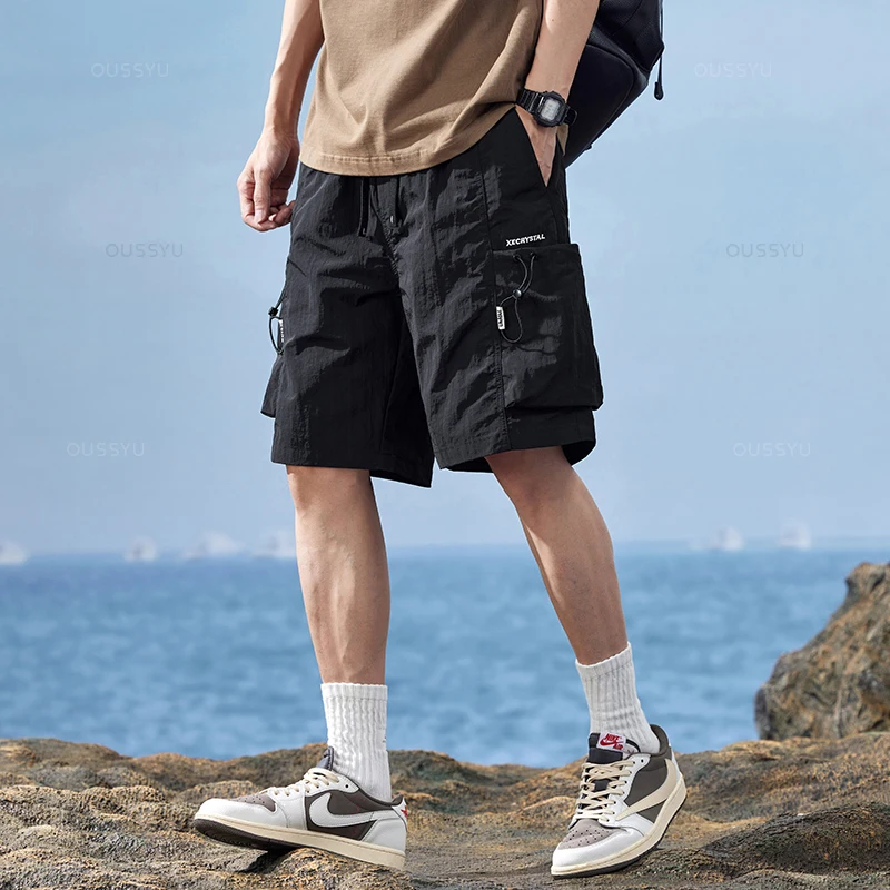 Brand Clothing New Summer Shorts Pants Men Cargo Work Thin Baggy Streetwear Joggers Knee Beach Short Pant Male Large Size M-4XL