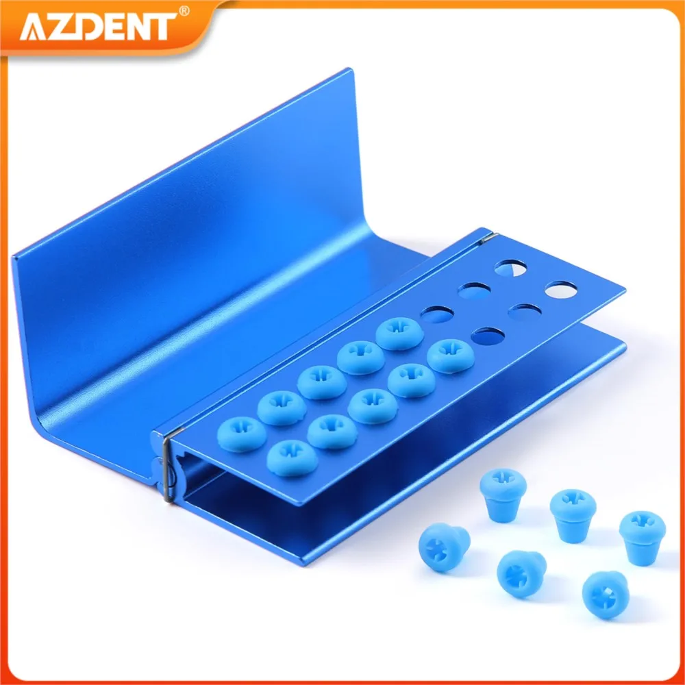 Dental Burs Holder 10 Holes 16 Holes with Silicon AZDENT Bur Block Box for FG RA High Speed and Low Speed Burs Autoclavable